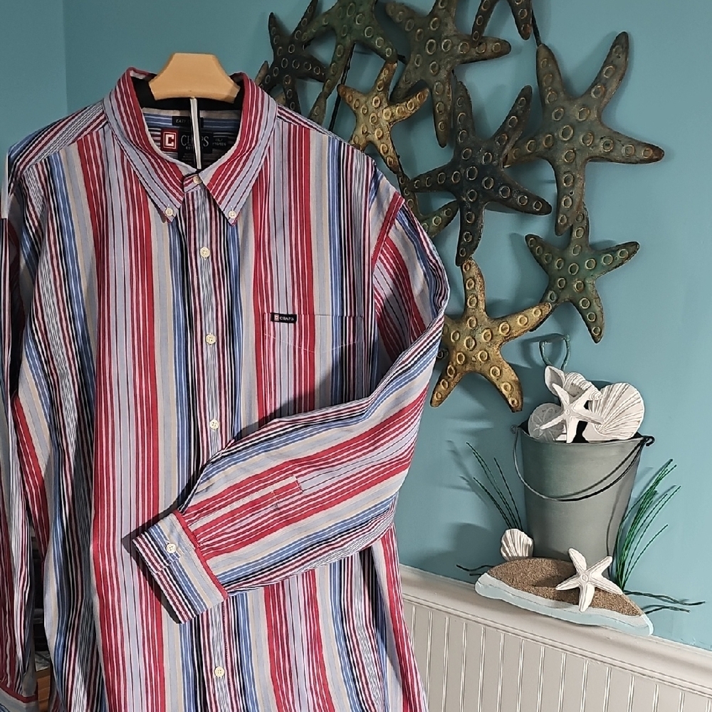 Men's Striped Shirt - Red, Blue, White